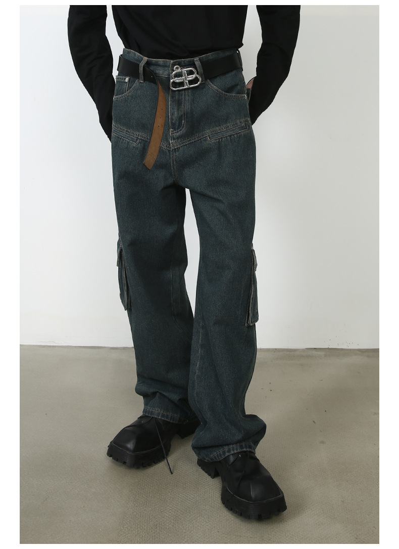 Men's Multi-pocket American Washed Jeans