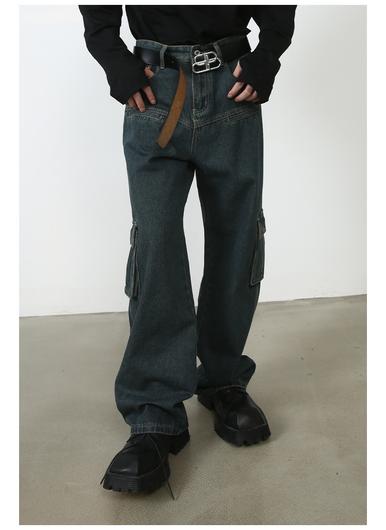 Men's Multi-pocket American Washed Jeans