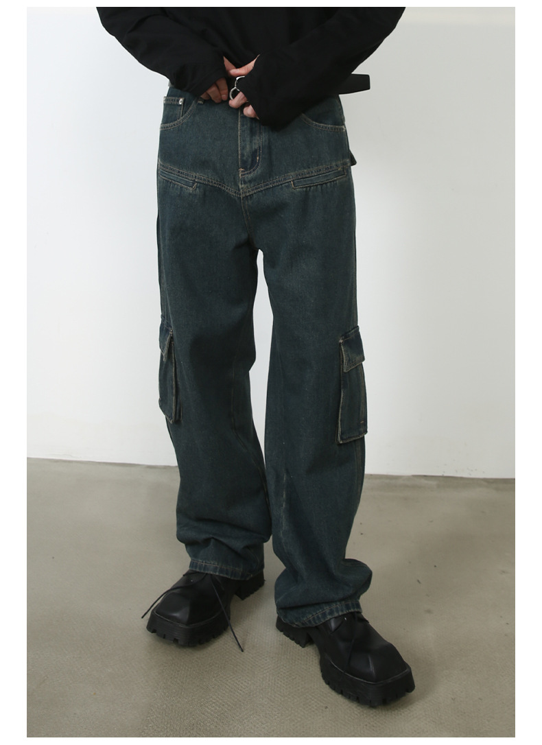 Men's Multi-pocket American Washed Jeans