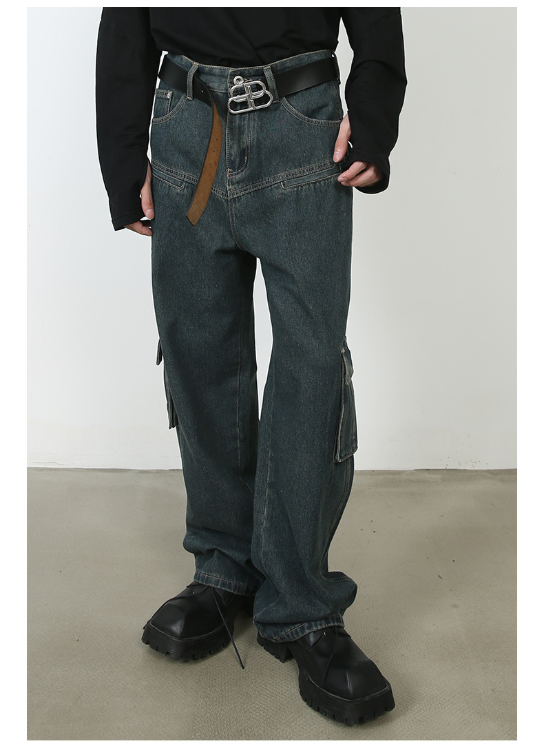 Men's Multi-pocket American Washed Jeans