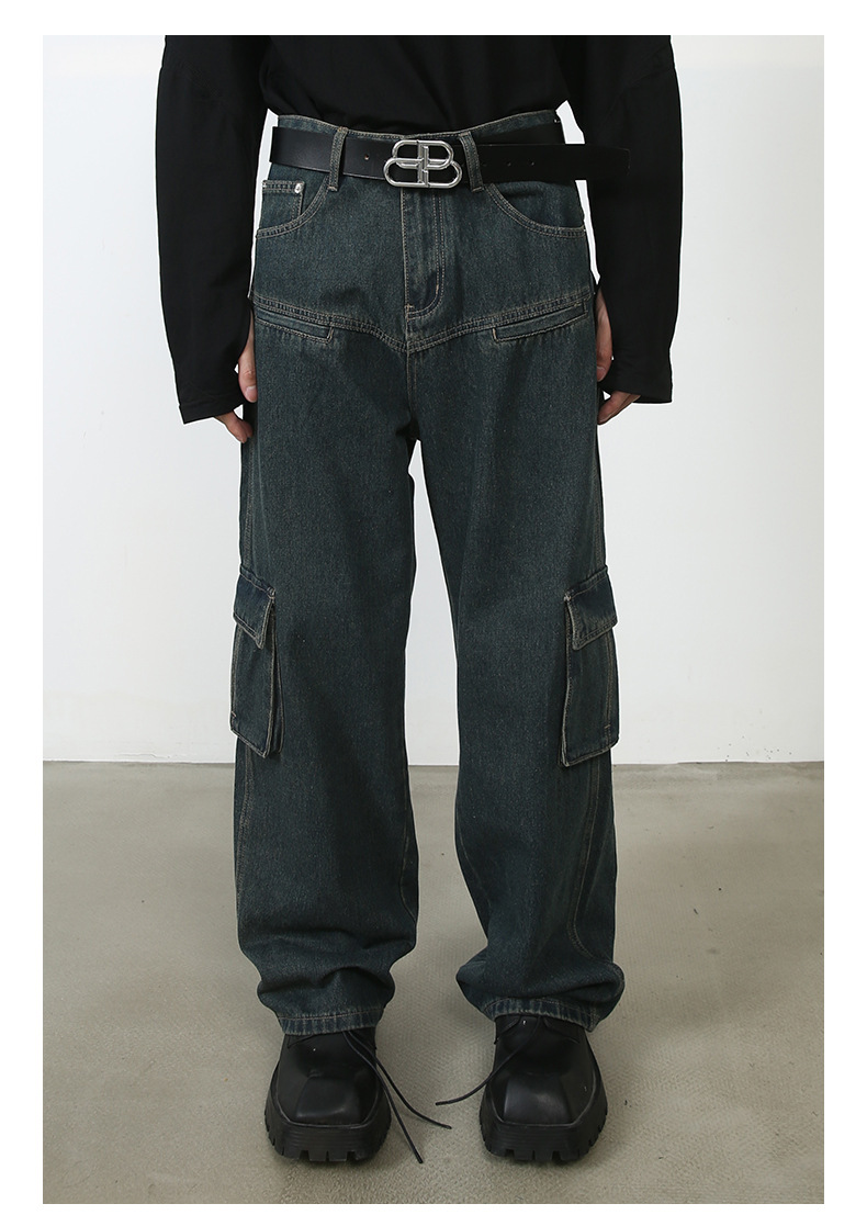 Men's Multi-pocket American Washed Jeans