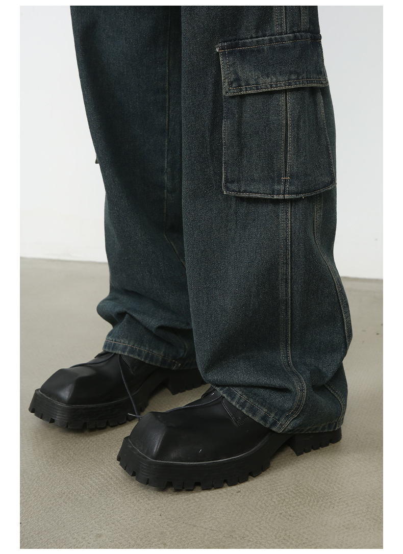 Men's Multi-pocket American Washed Jeans