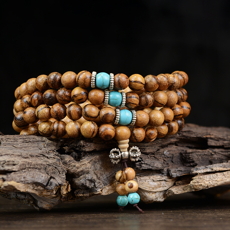 Purple Sandalwood Wooden Buddha Beads Bracelet