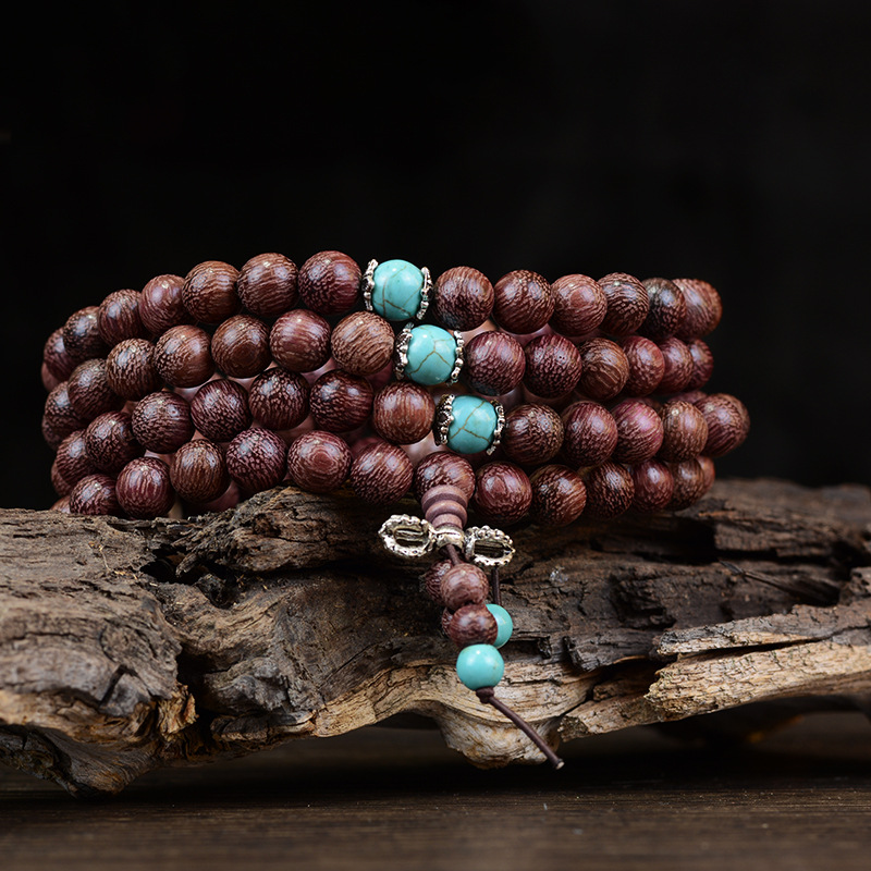 Purple Sandalwood Wooden Buddha Beads Bracelet