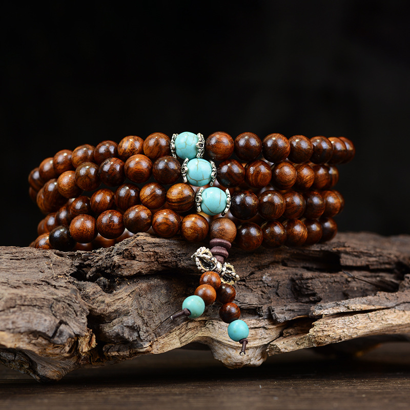 Purple Sandalwood Wooden Buddha Beads Bracelet