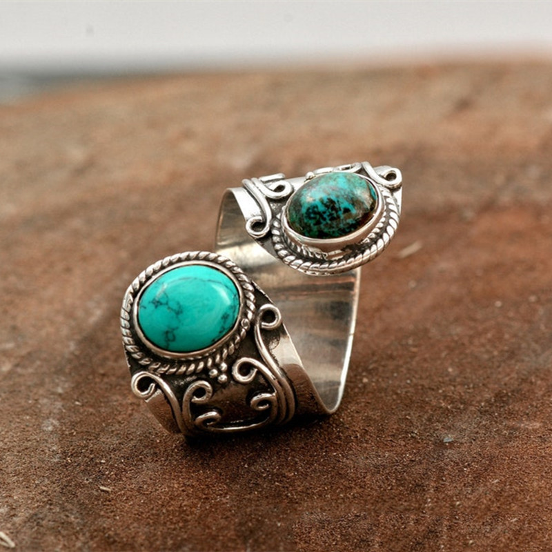 Vintage Inlaid Turquoise Silver Ring