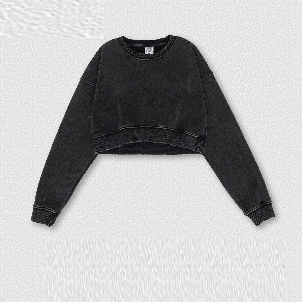Washed Worn Frayed Round Neck Sweater - Image 3