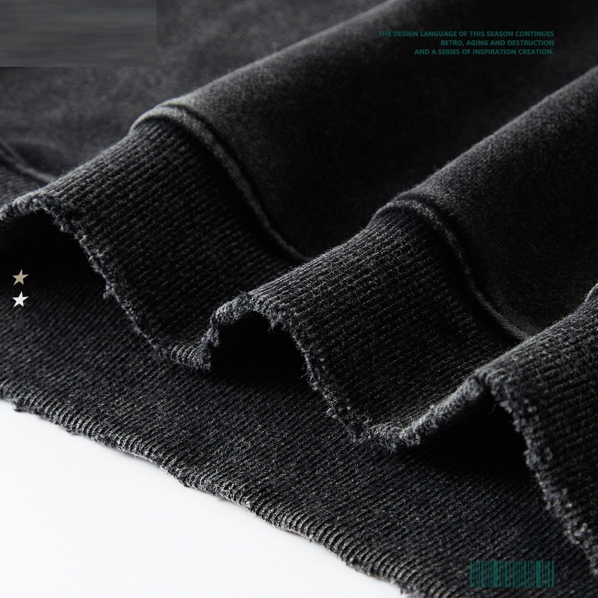 Washed Worn Frayed Round Neck Sweater - Image 4