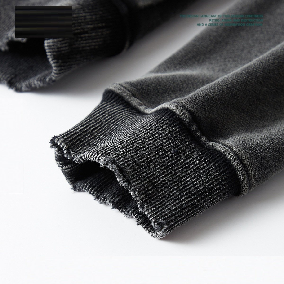 Washed Worn Frayed Round Neck Sweater - Image 6