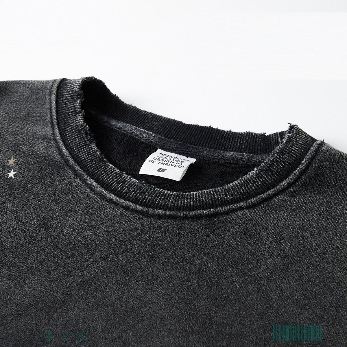 Washed Worn Frayed Round Neck Sweater - Image 5