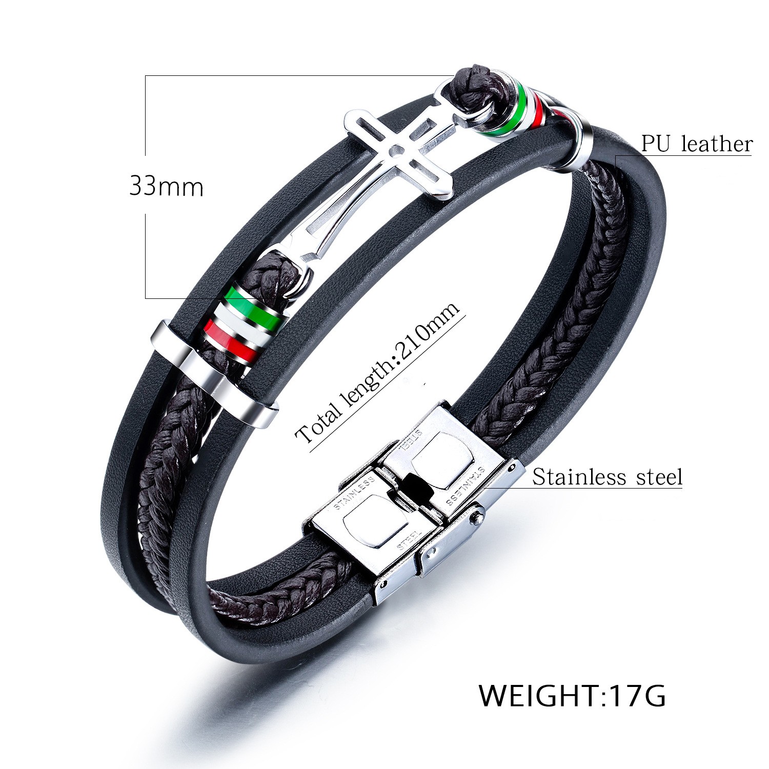 Men's Retro Creative Cross Multi-layer Woven Leather Bracelet