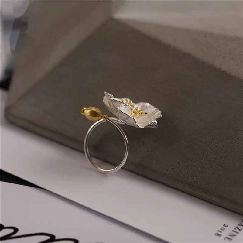 Women's Platinum Gold-plated Point Gold Flower Ring 4