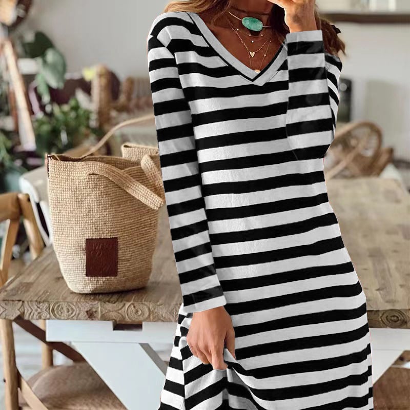 Women's Long Sleeve Slit Loose Printed Dress 3