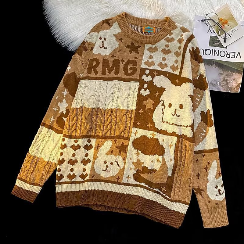 Round Neck Sweater - Brown
