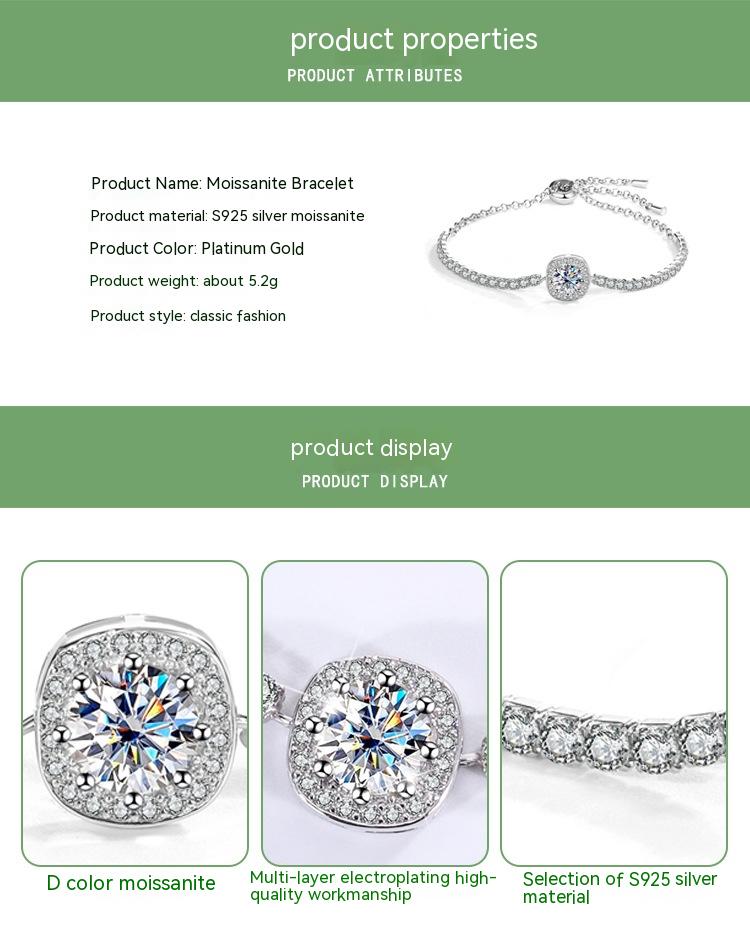 S925 Sterling Silver Inlaid Diamond Bracelet - Image 2