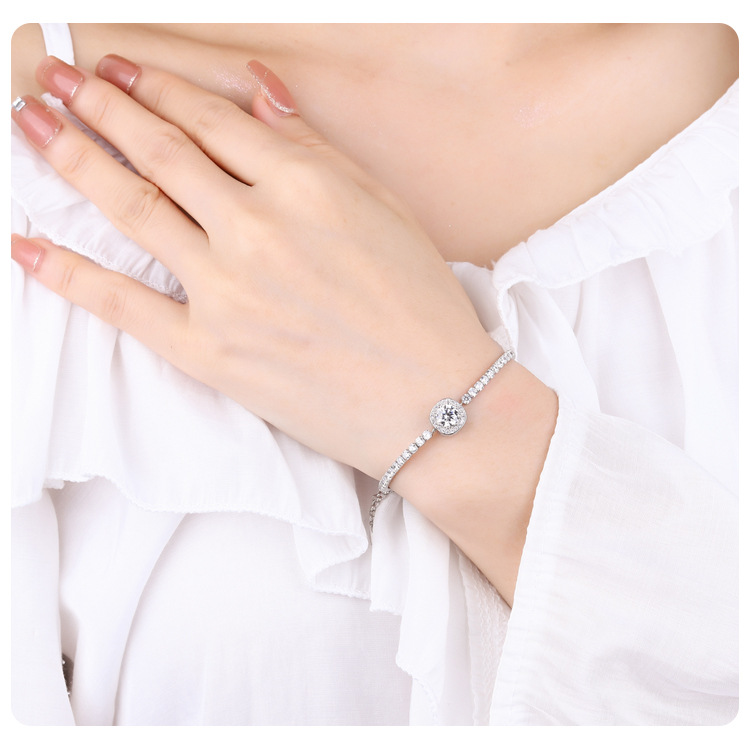S925 Sterling Silver Inlaid Diamond Bracelet - Image 3