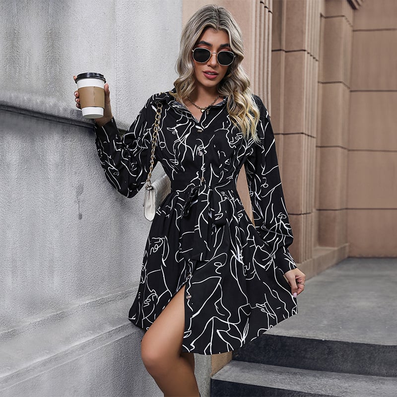 Black Long Sleeve Dress - Style 1