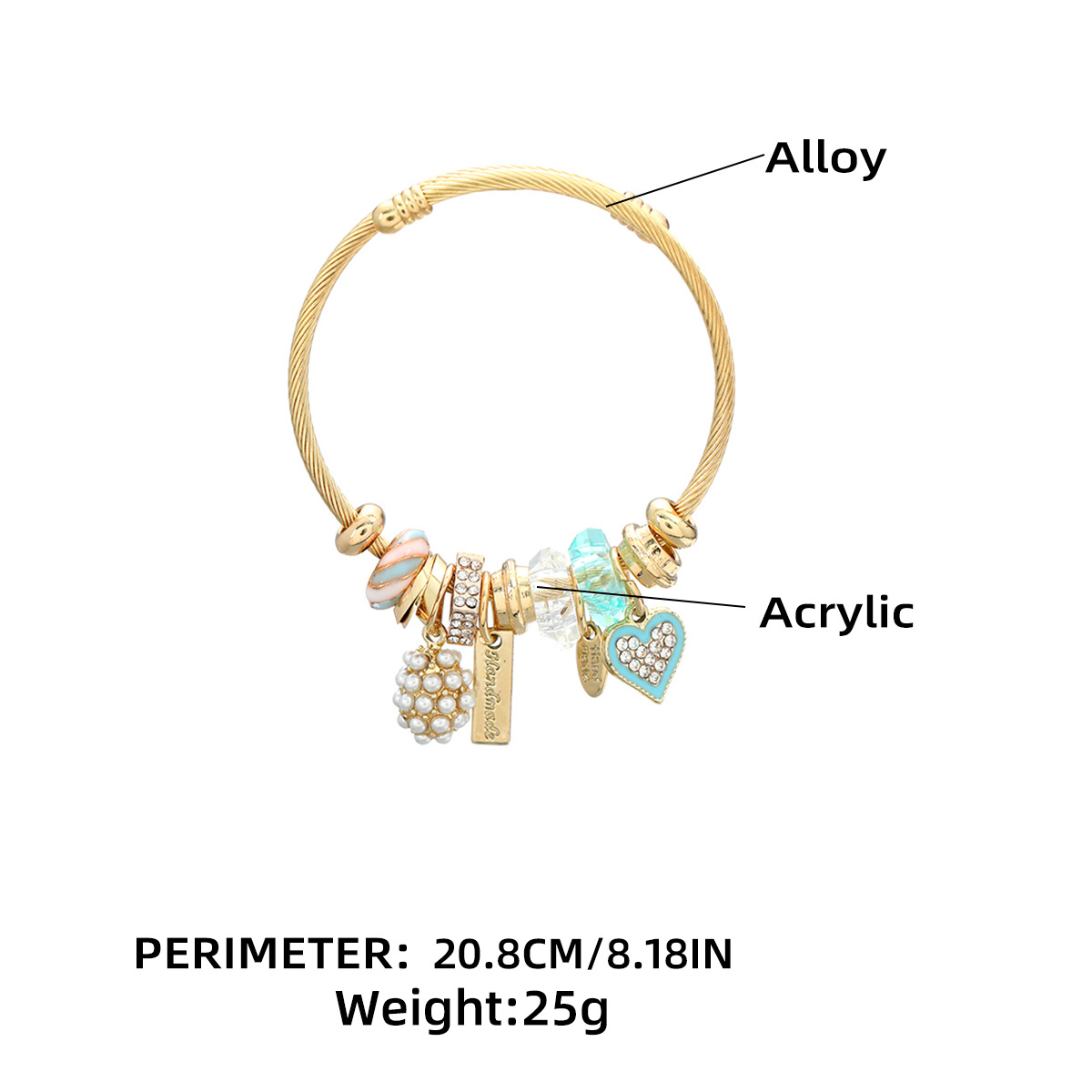 Pearl Heart Shaped Pendant Bracelet Image 6