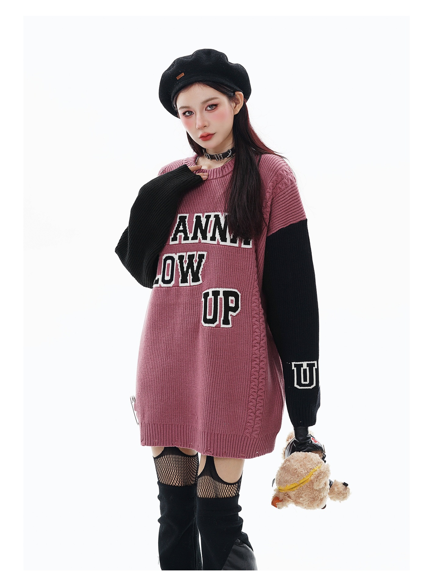 Ripped Pin Embroidered Sweater Image 9