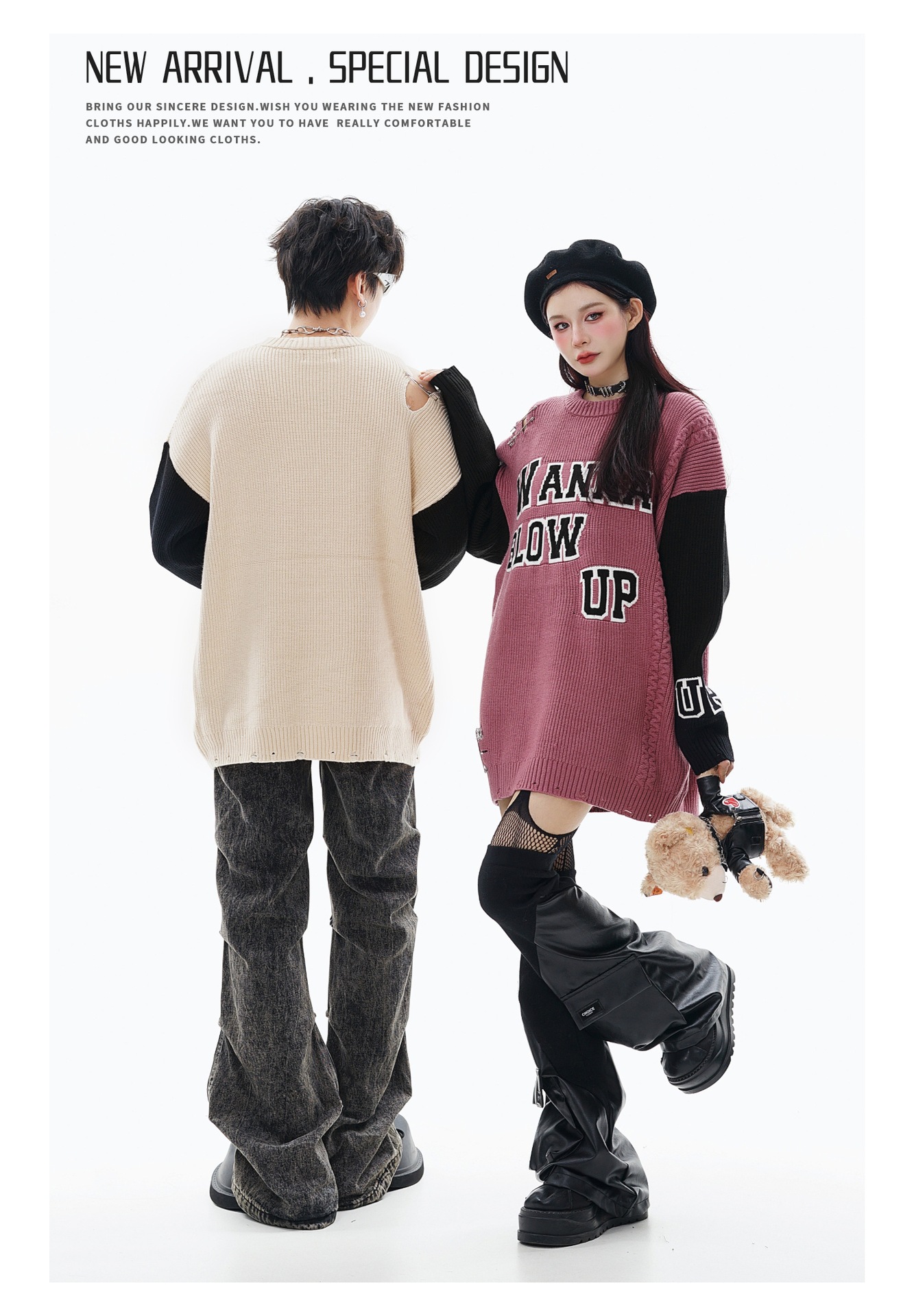Ripped Pin Embroidered Sweater Image 4