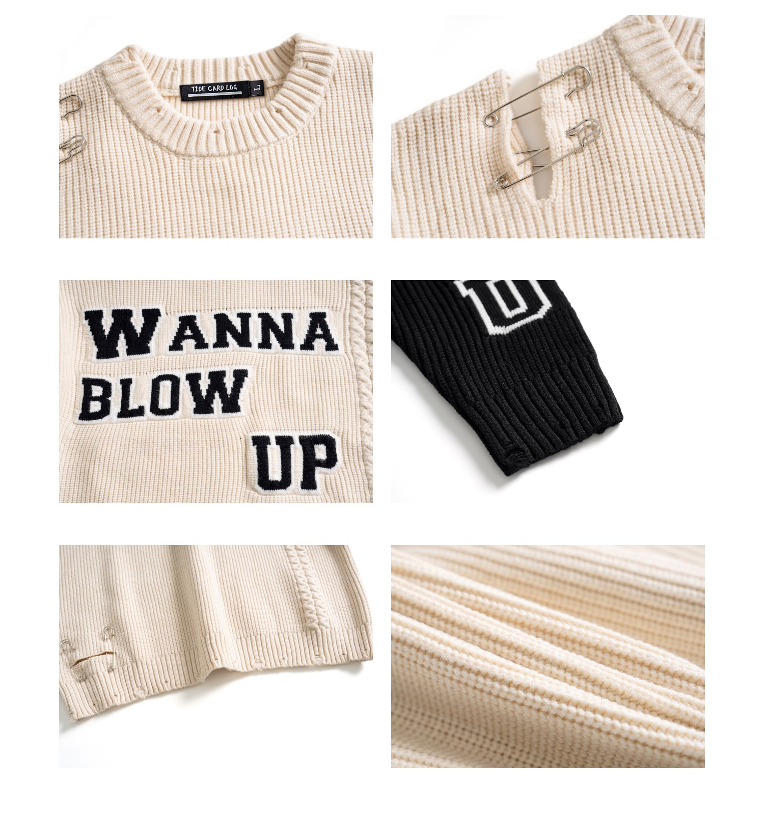 Ripped Pin Embroidered Sweater Image 5