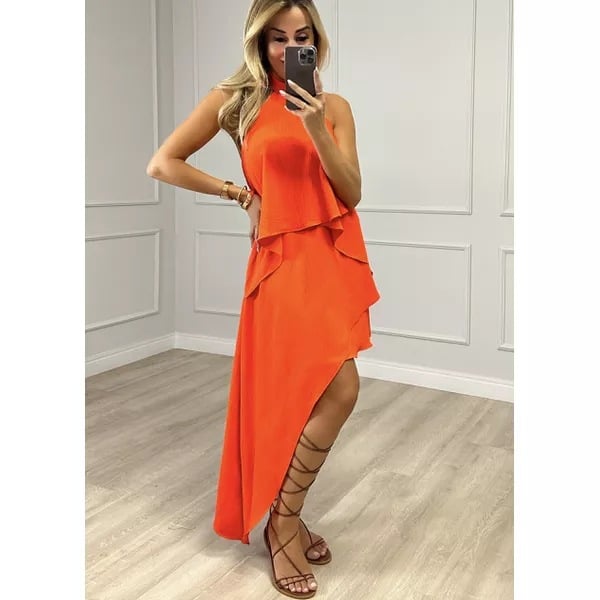 Crossbody Halter Layered Dress Image 5