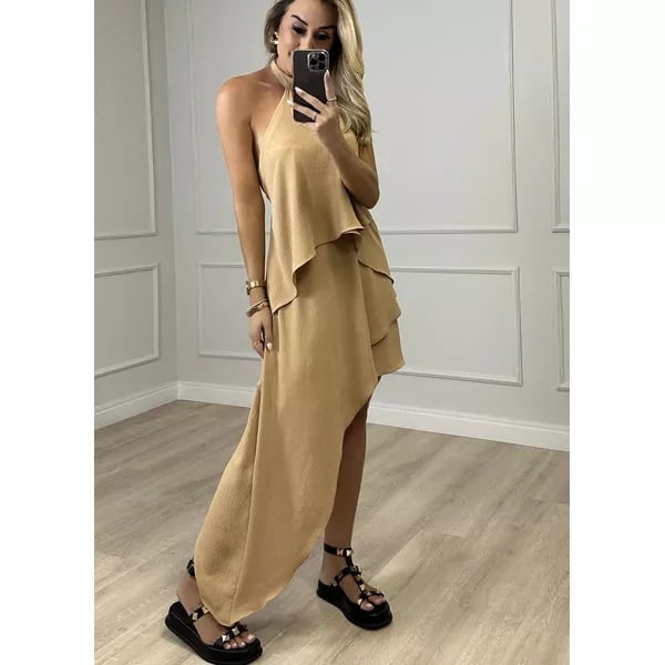 Crossbody Halter Layered Dress Image 4