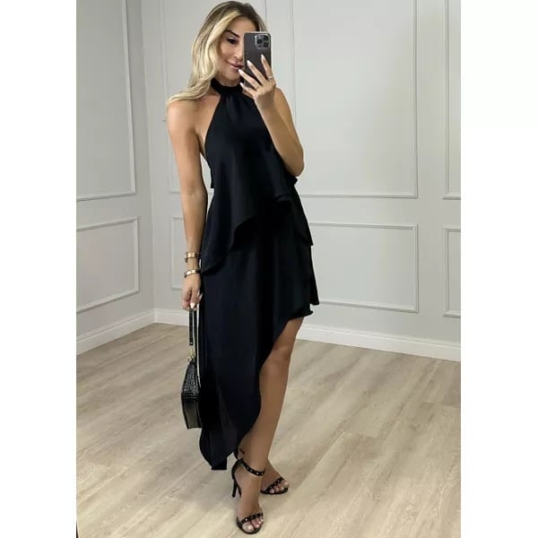 Crossbody Halter Layered Dress Image 3