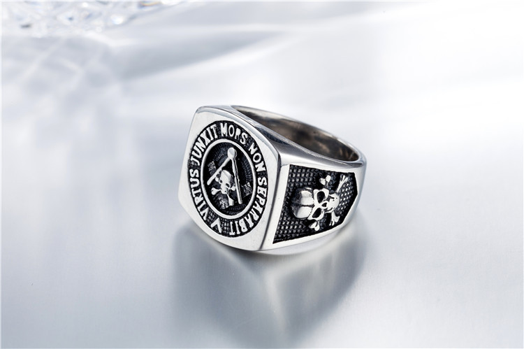 Masonic Logo Ghost Head Men's Titanium Steel Ring - Image 3