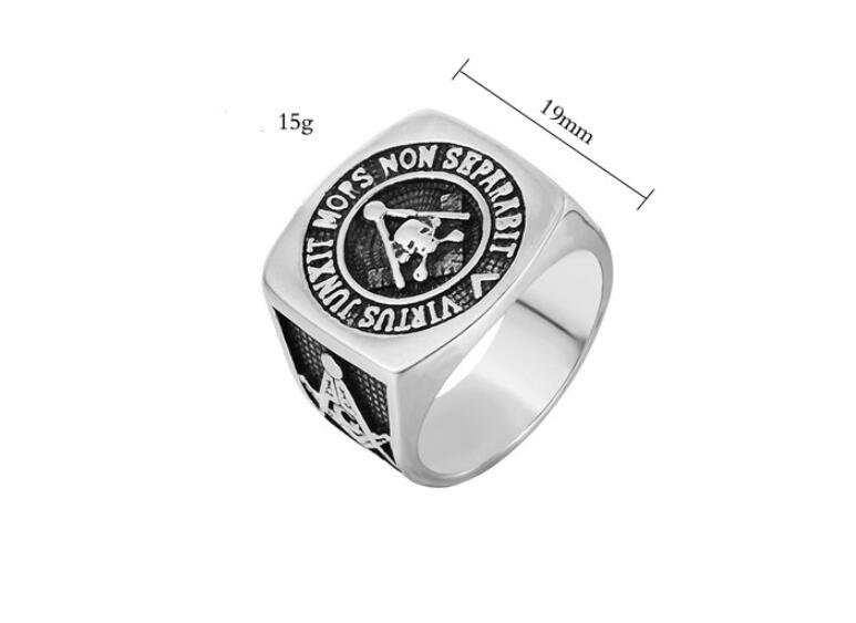 Masonic Logo Ghost Head Men's Titanium Steel Ring - Image 1