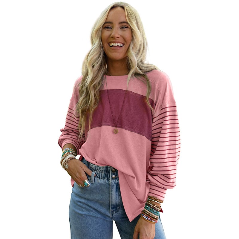 Women's Hoodie Casual Striped Top - Styled