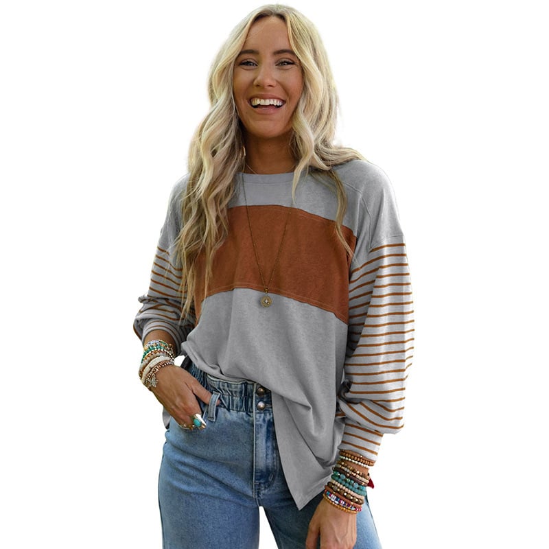 Women's Hoodie Casual Striped Top - Side View