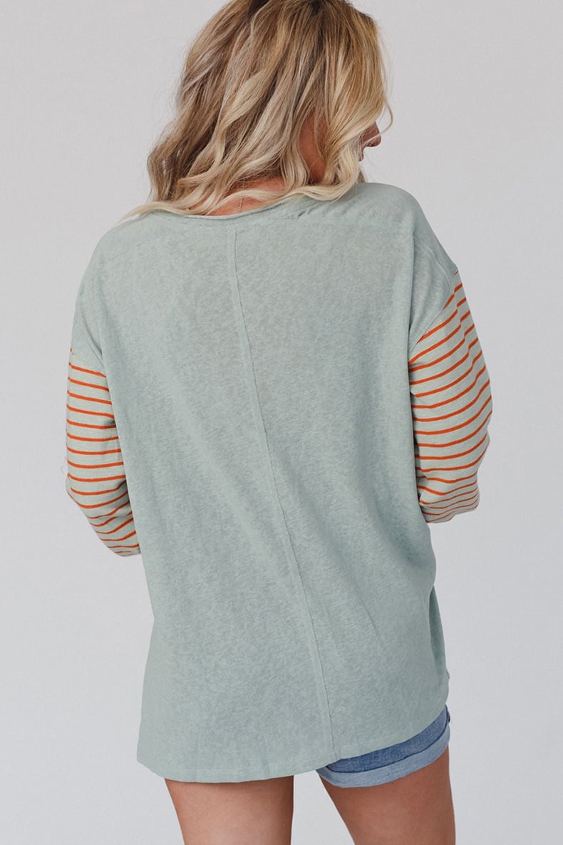 Women's Hoodie Casual Striped Top - Close Up