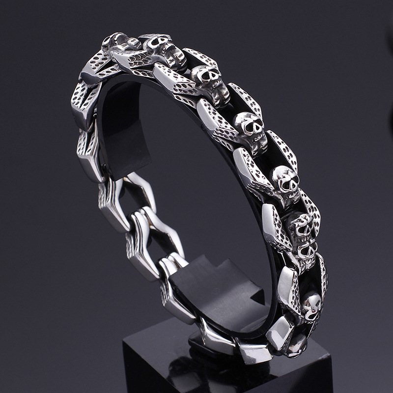 Punk Skull Stainless Steel Bracelet Image 1
