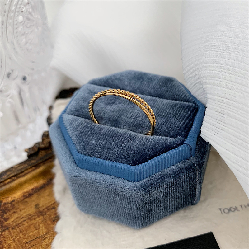 18K Gold-plated Titanium Steel Double Ring 1