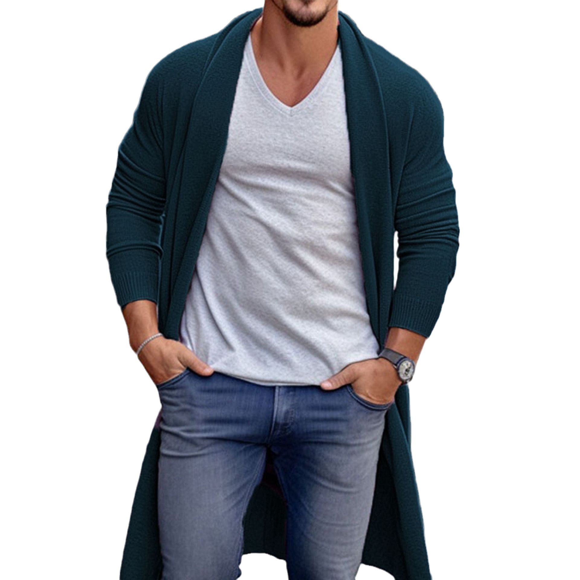 Men's Loose Long Woolen Coat - Image 2