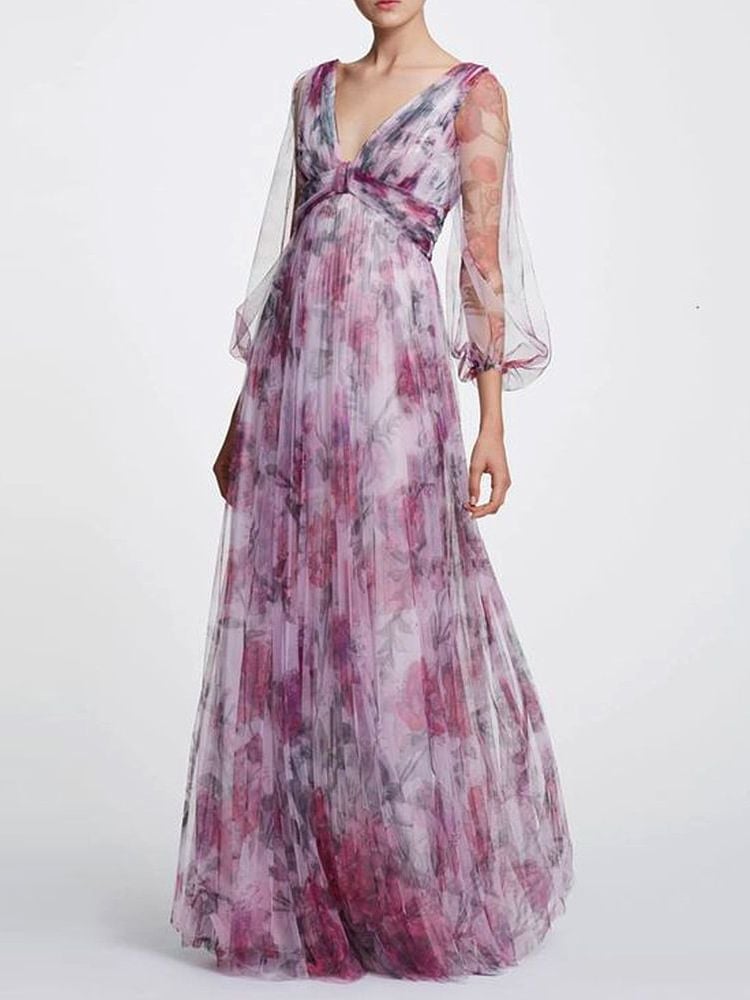 Women's Fashion Temperament Printed Chiffon Dress - Image 1