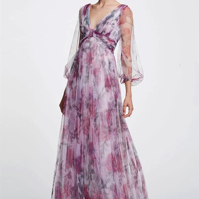 Women's Fashion Temperament Printed Chiffon Dress - Image 3