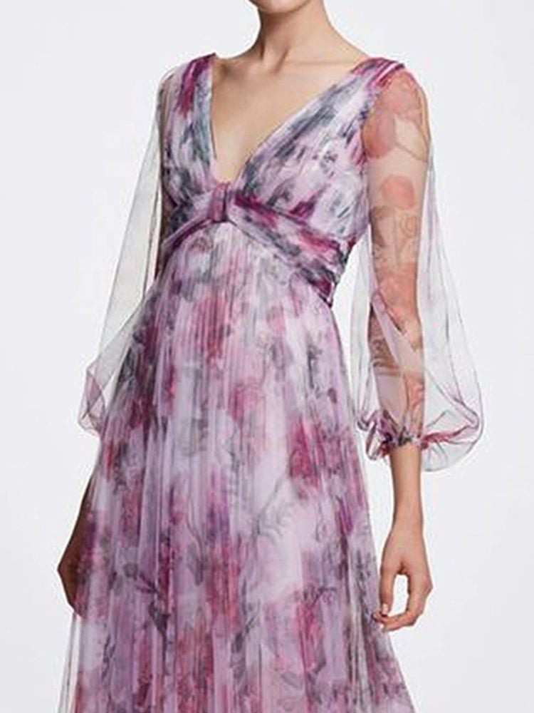 Women's Fashion Temperament Printed Chiffon Dress - Image 4
