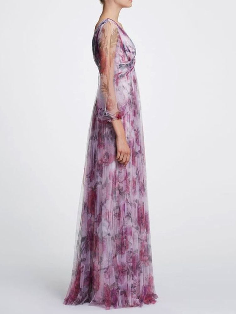 Women's Fashion Temperament Printed Chiffon Dress - Image 2