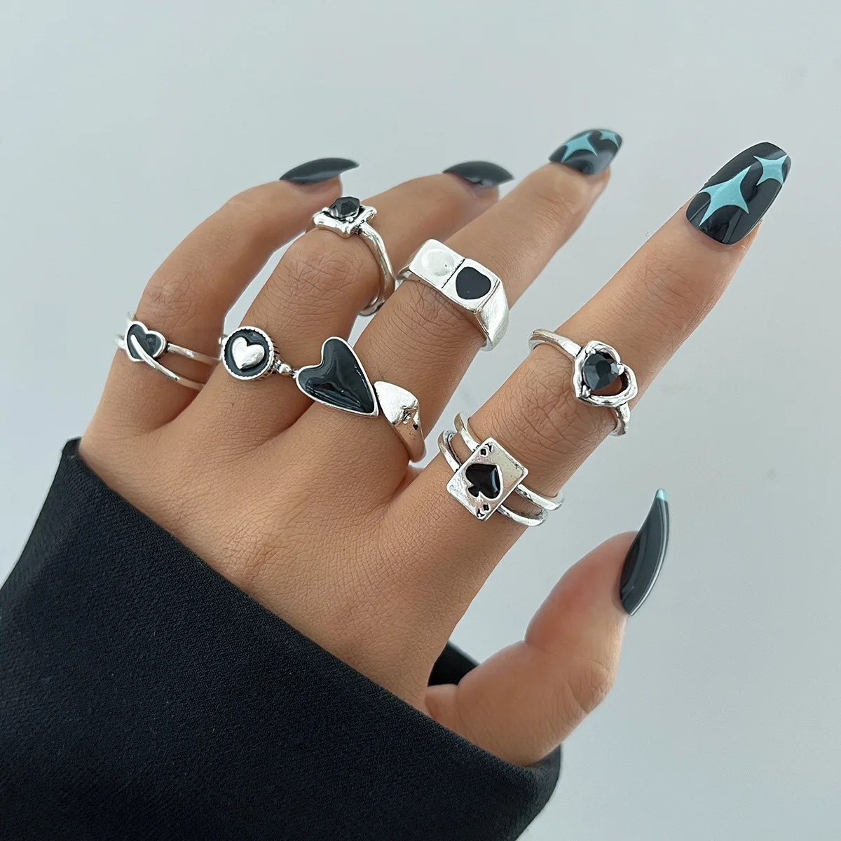 Retro Black Love Oil Dripping Ring 5