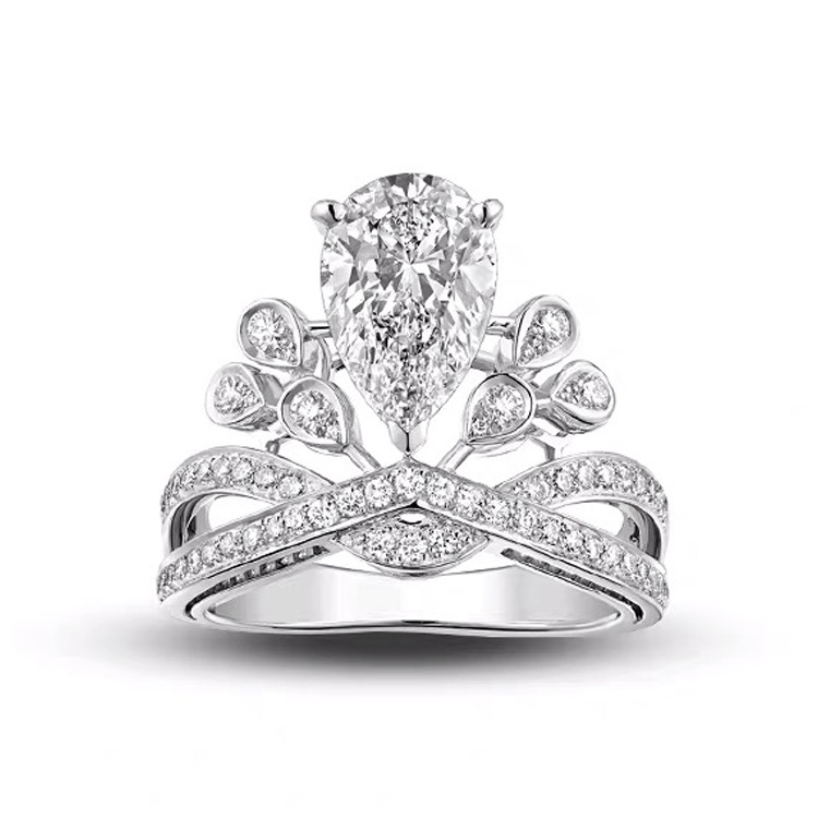 Sterling Silver Ins Vintage Royal Princess Water Drop Ring - Image 3