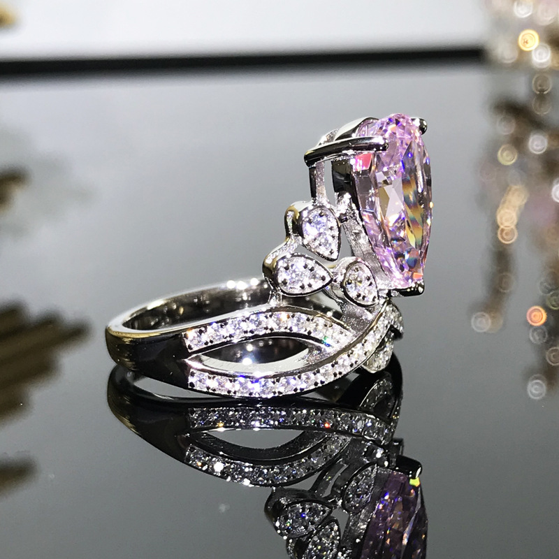 Sterling Silver Ins Vintage Royal Princess Water Drop Ring - Image 1
