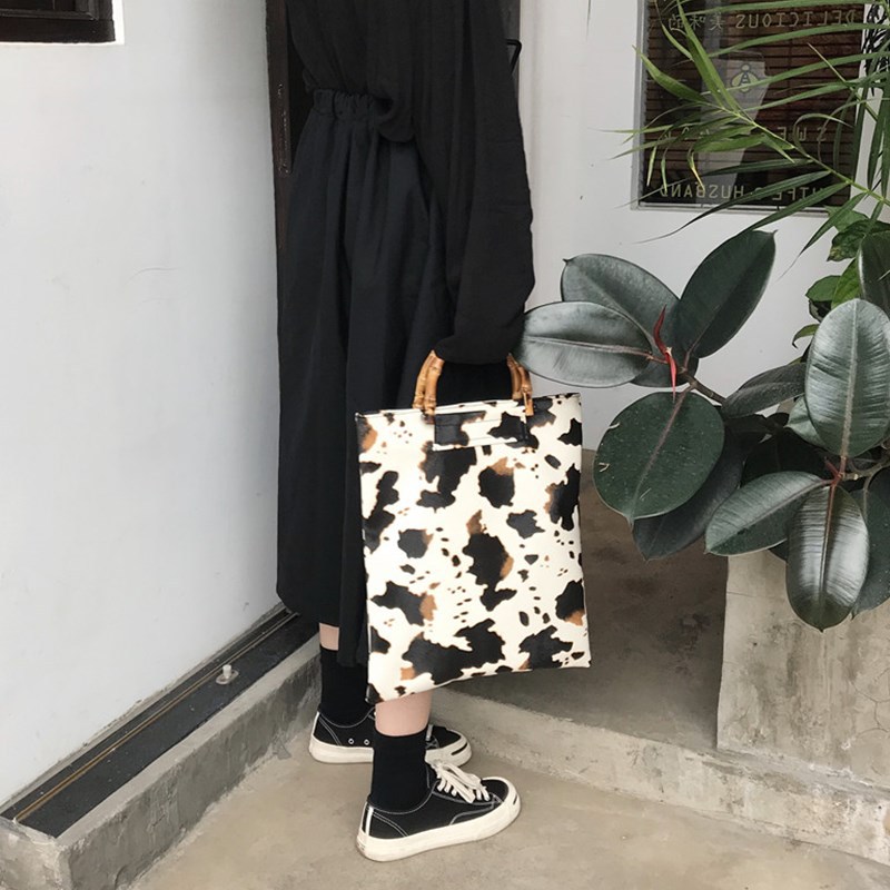 Ghost Horse Slub Portable Cow Pattern Bag Image 4