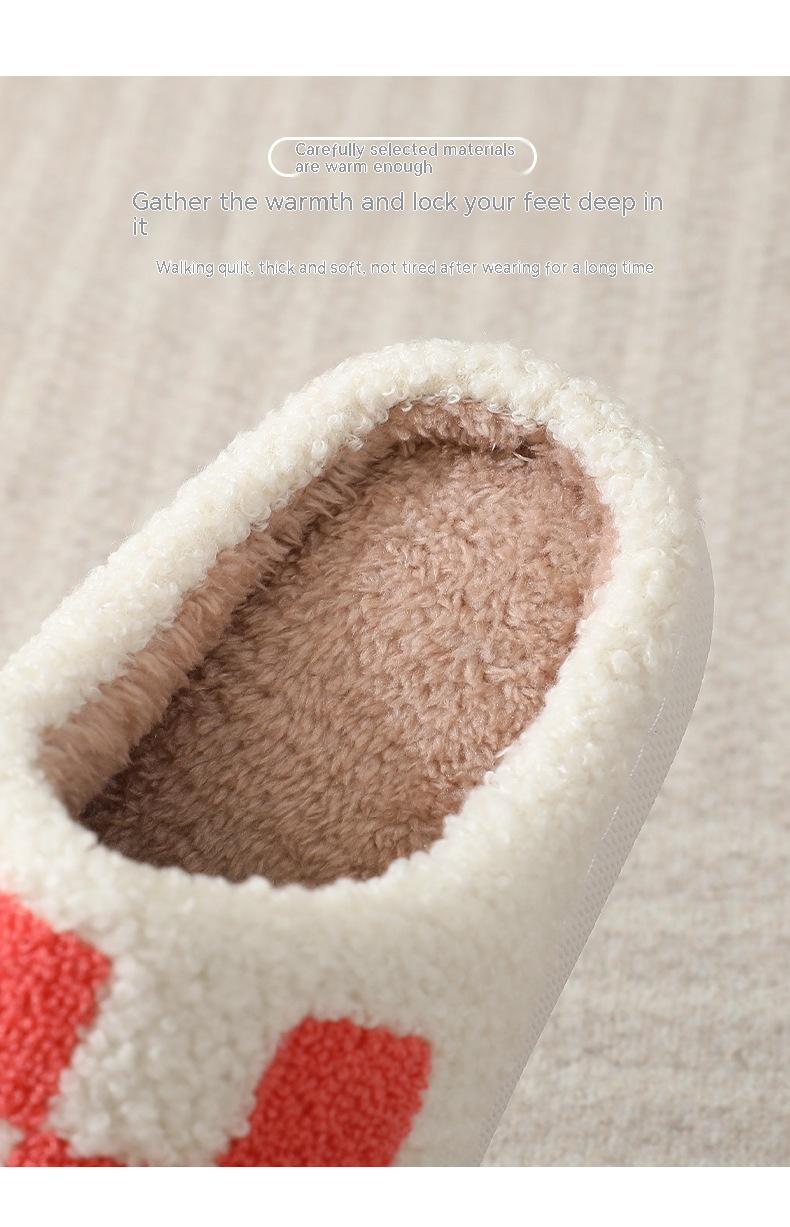 Indoor Home Winter Chessboard Cotton Slippers Image 5