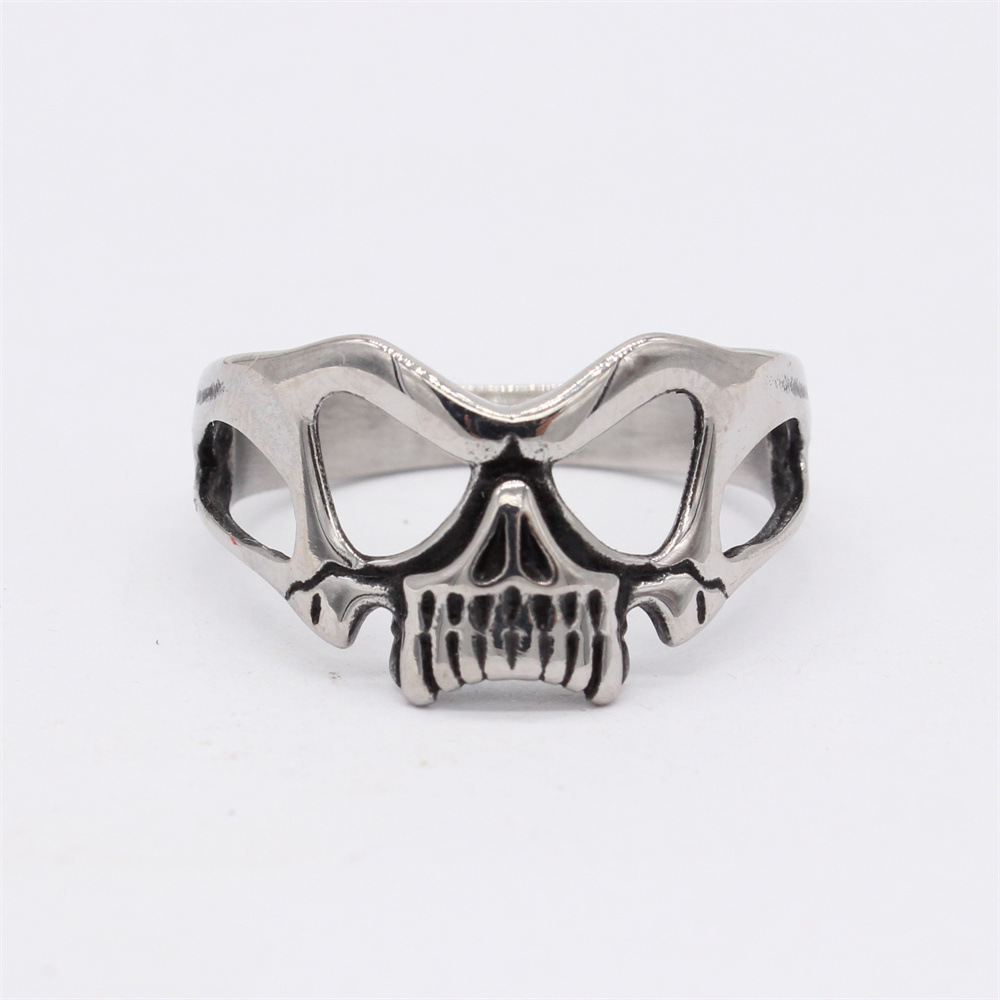 Retro Skull Mask Men's Titanium Steel Ring Image 4