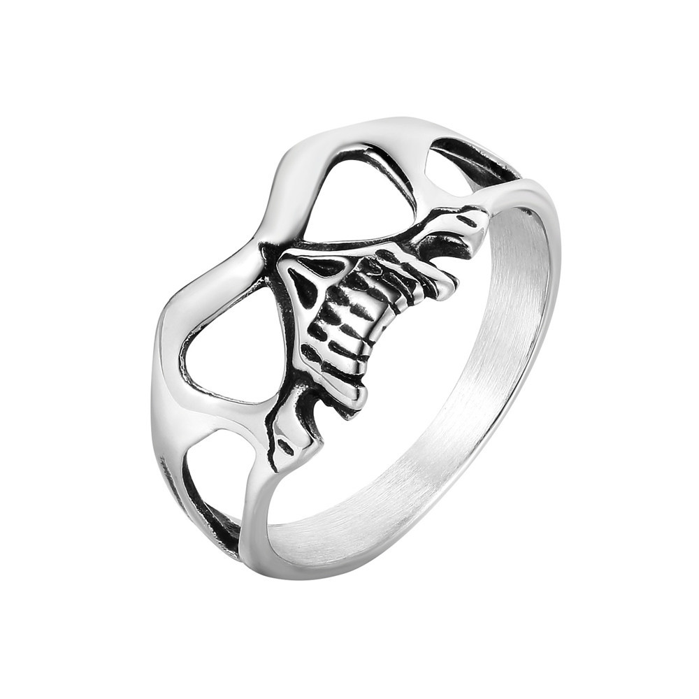 Retro Skull Mask Men's Titanium Steel Ring Image 2