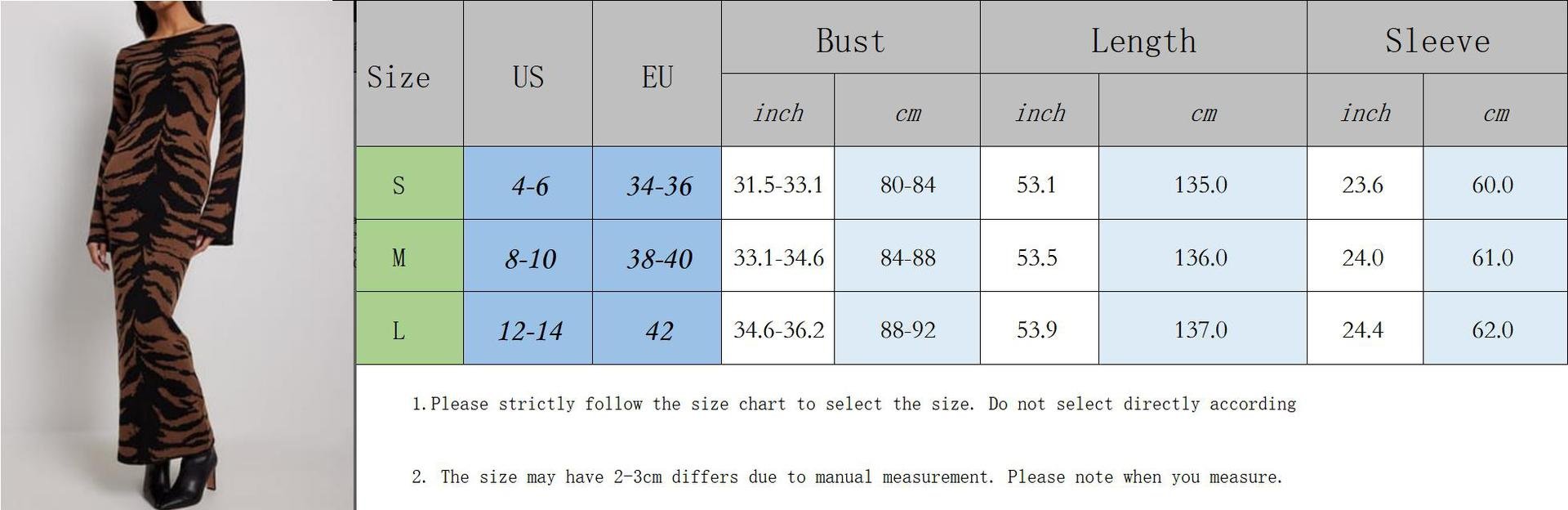 Women's Bell Sleeve Fashion Print Dress - Front View