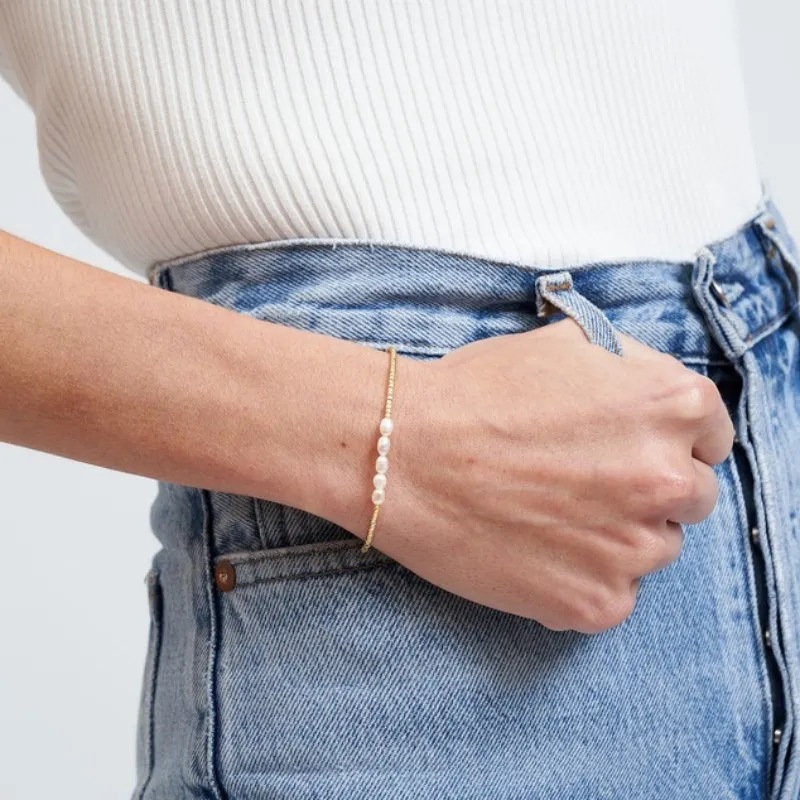 Fashion Small Bracelet Gold Beads Natural Pearl 5