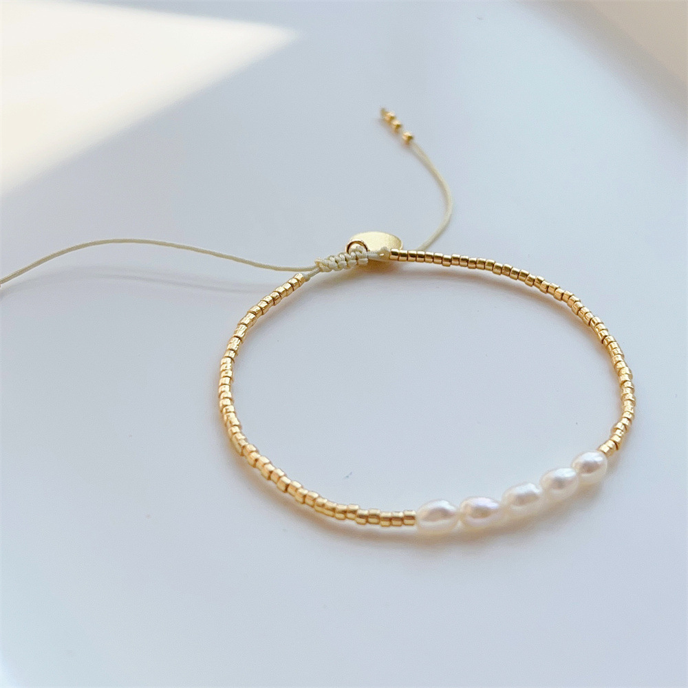 Fashion Small Bracelet Gold Beads Natural Pearl 3